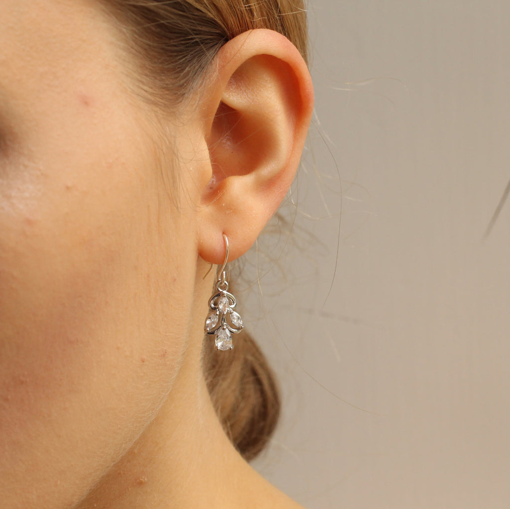 Silver Nouveau Jewel Earrings - 
