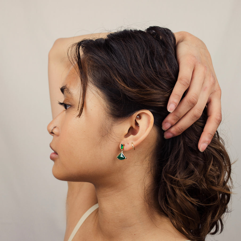 Vintage Jade Baguette Earrings - Earrings