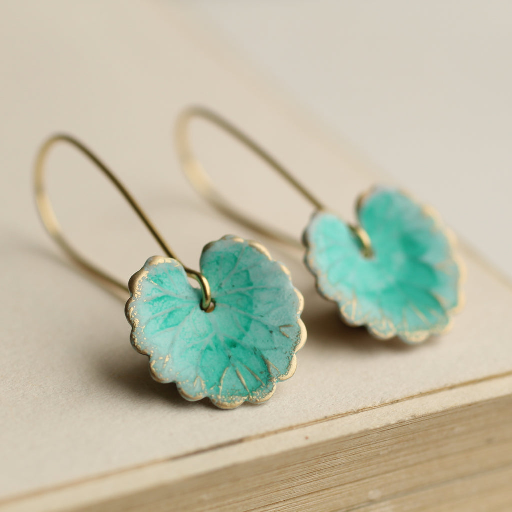 Seafoam Turquoise Leaf Earrings - Earrings