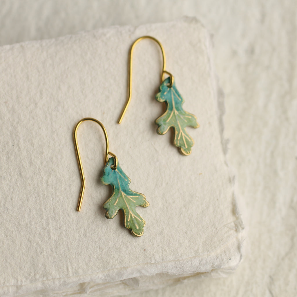 Tiny Oak Leaf Earring - 