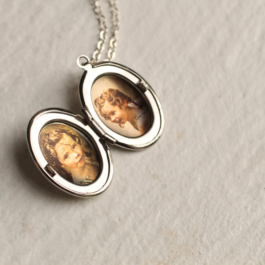 Small Silver Oval Locket - Necklaces