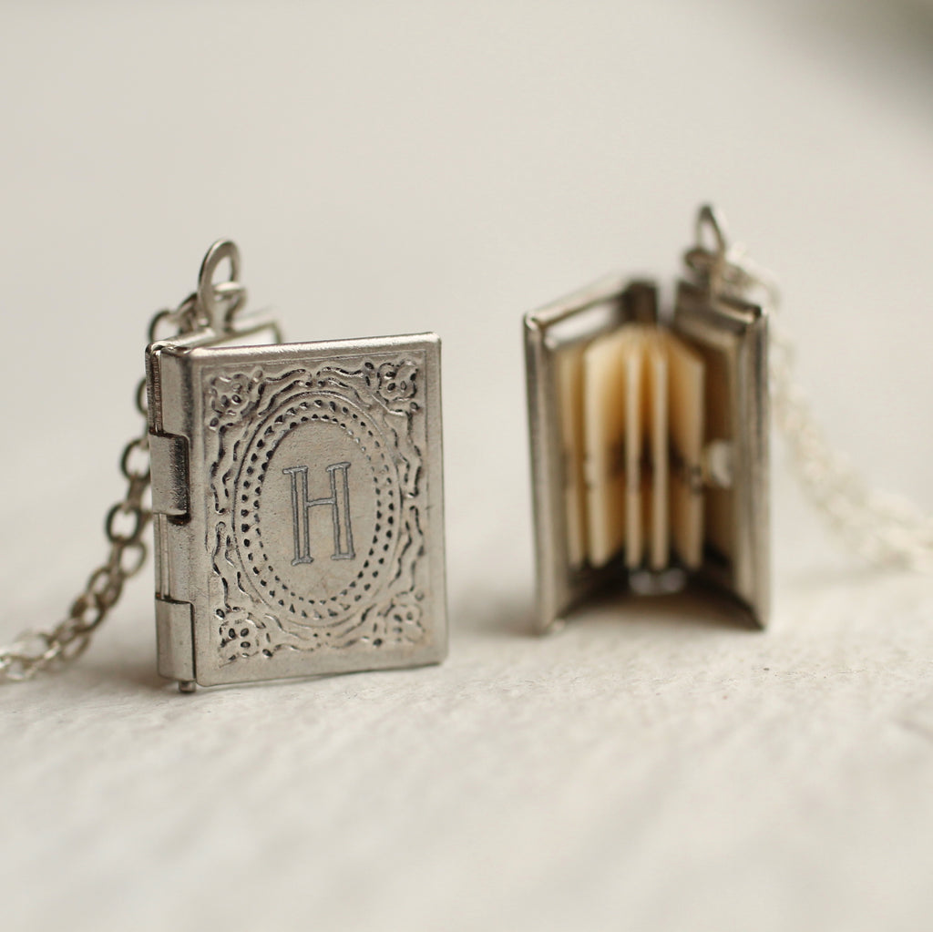 Personalised Silver Book Locket - Necklaces