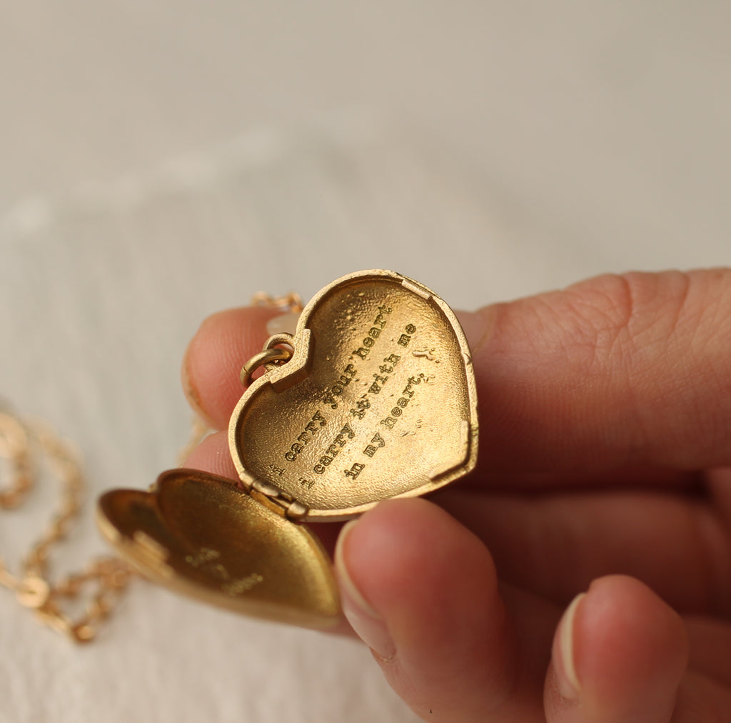 Engraved Gold Heart Locket Necklace - personalised photo locket