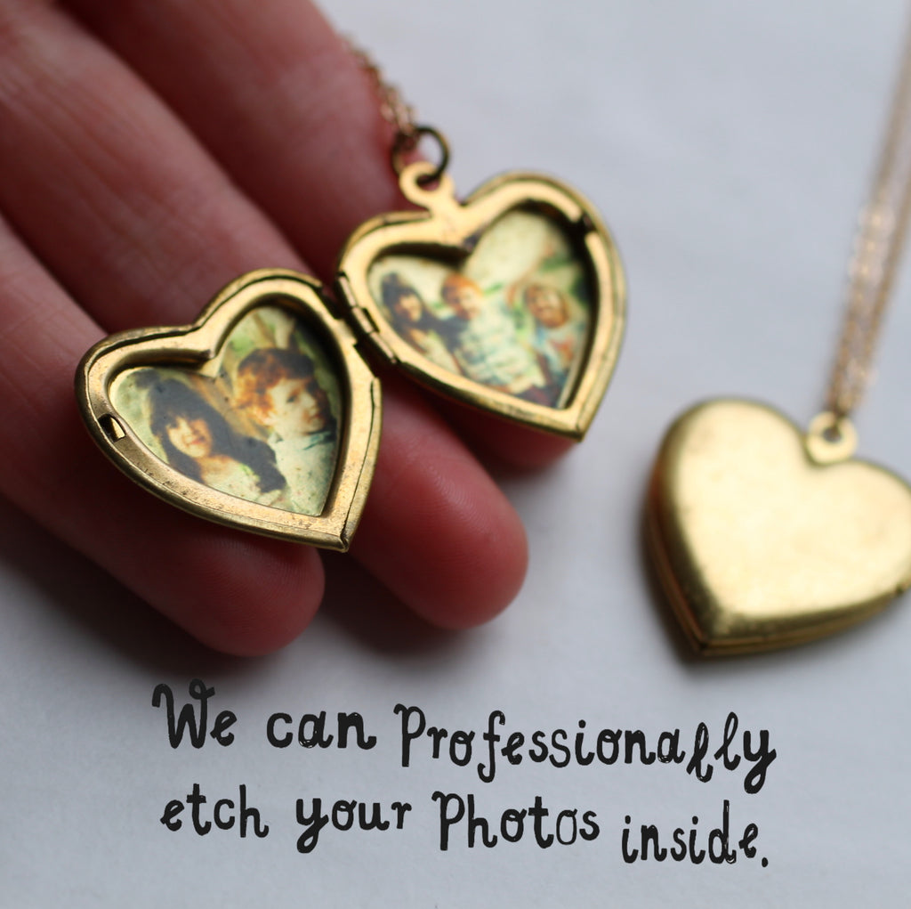 Gold Heart Locket with Photos - Necklaces