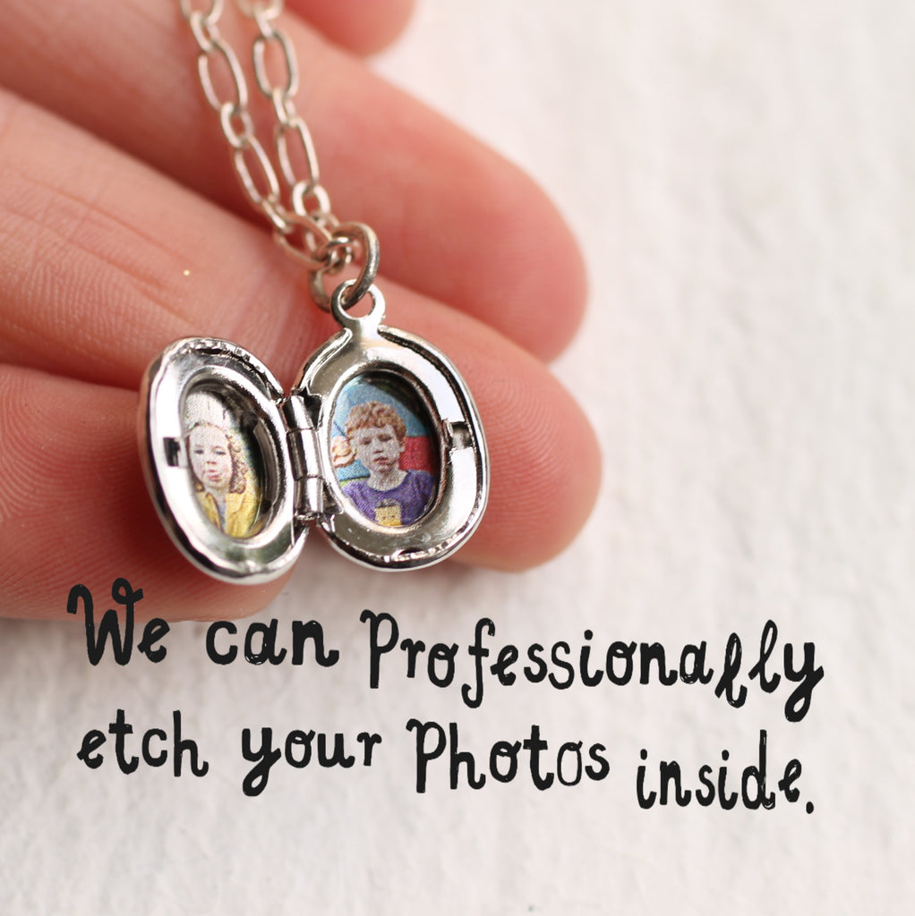 Tiny Silver Locket With Pictures - personalised photo locket