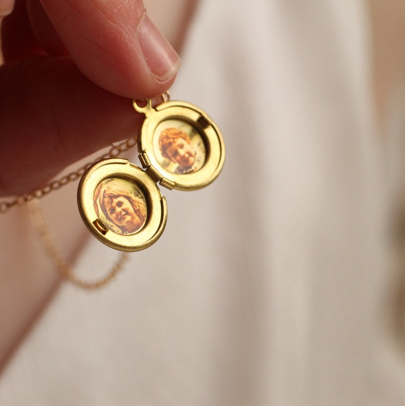 Tiny Round Locket With Pictures - Necklaces