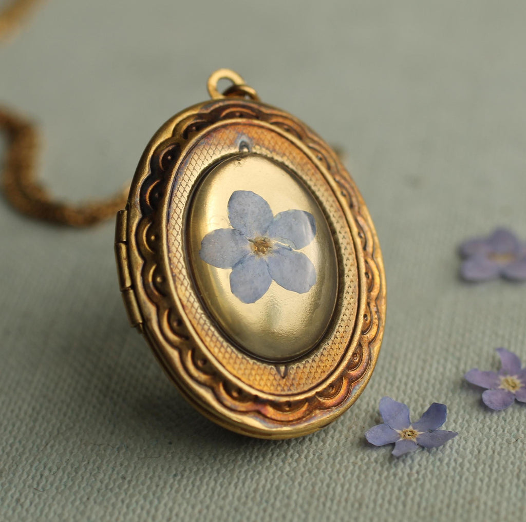 Victorian Forget Me Not Locket - personalised photo locket