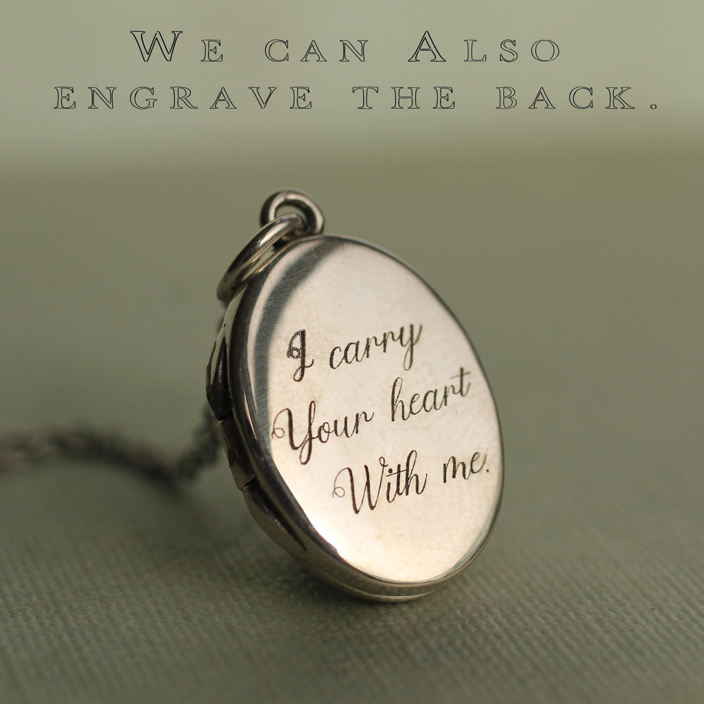 Sterling Silver Rose Oval Locket - personalised photo locket