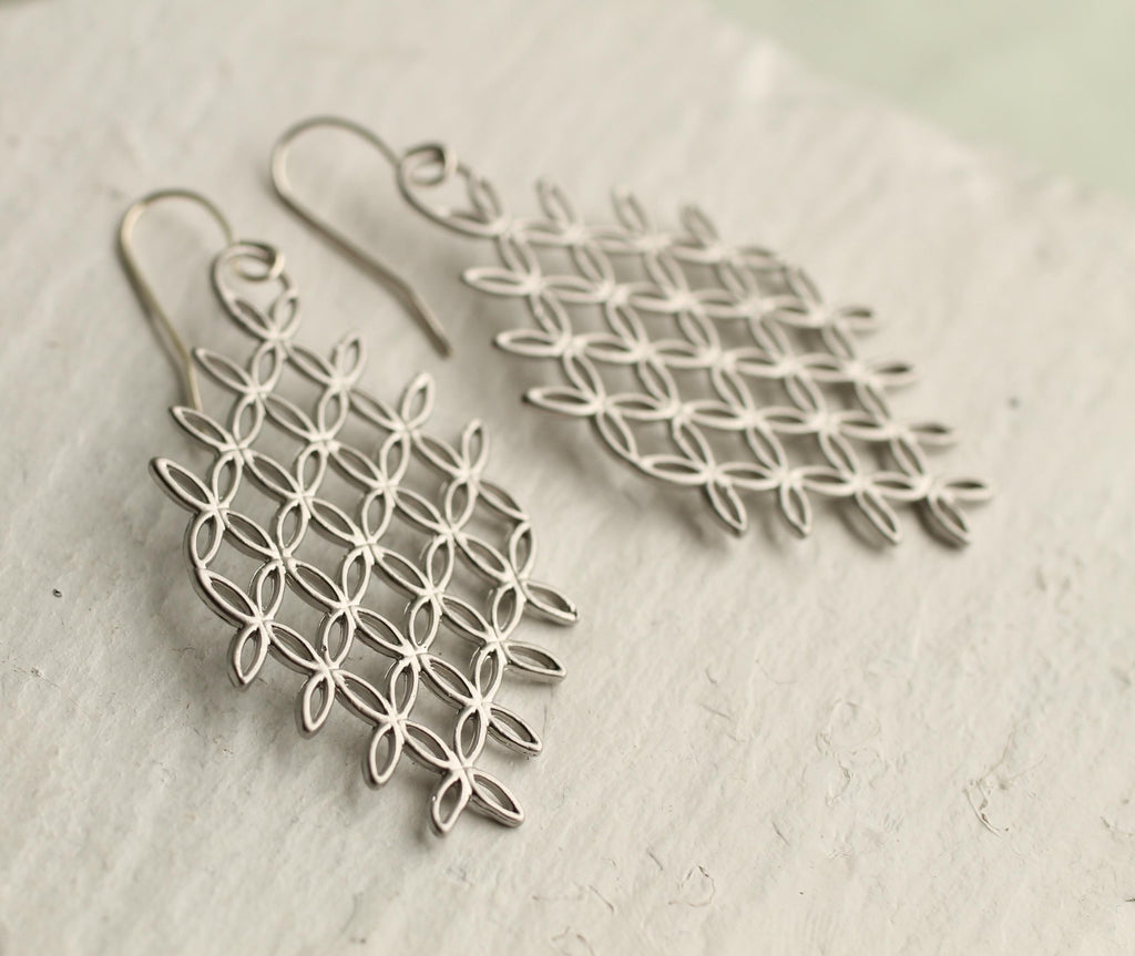 Silver Lace Bohemian Earrings - Earrings