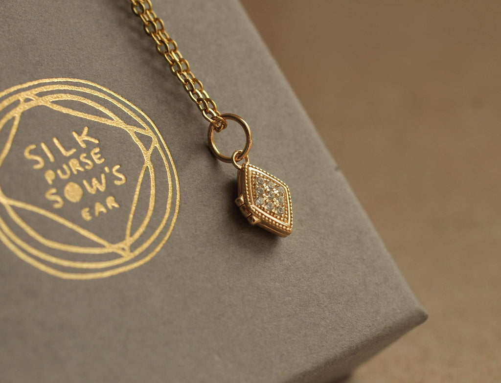 Tiny Diamond Pave Locket - personalised photo locket