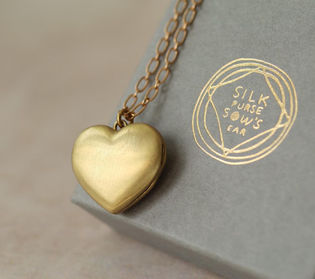 Gold Chunky Heart Locket - personalised photo locket