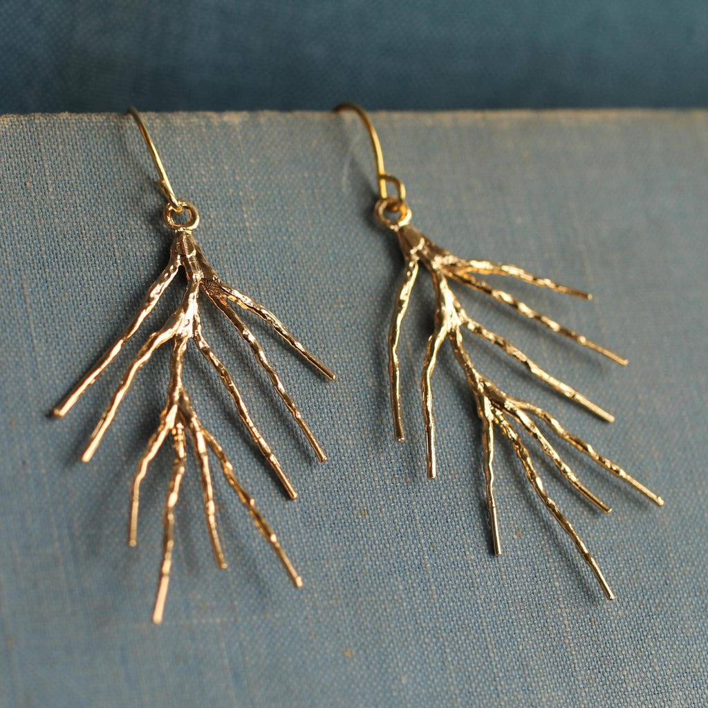 Gold Pine Needle Earrings - Earrings