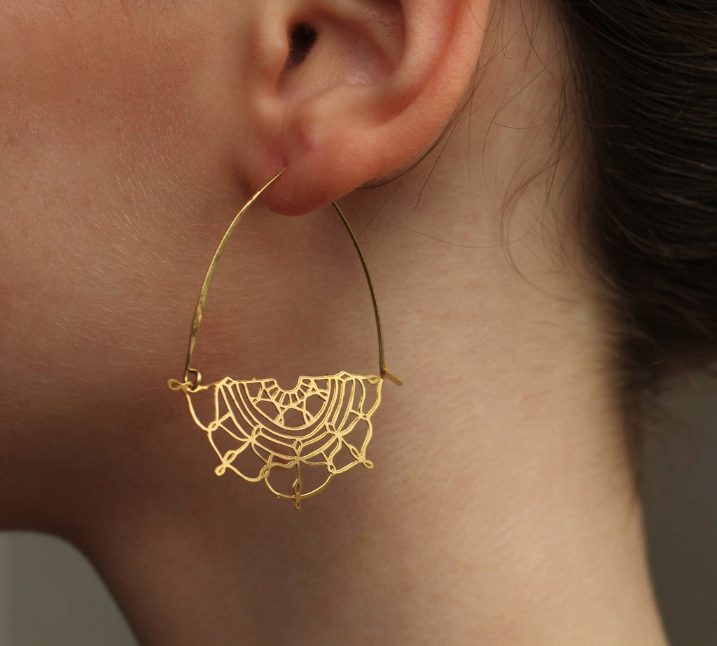 Lace Hoop Earrings - Earrings