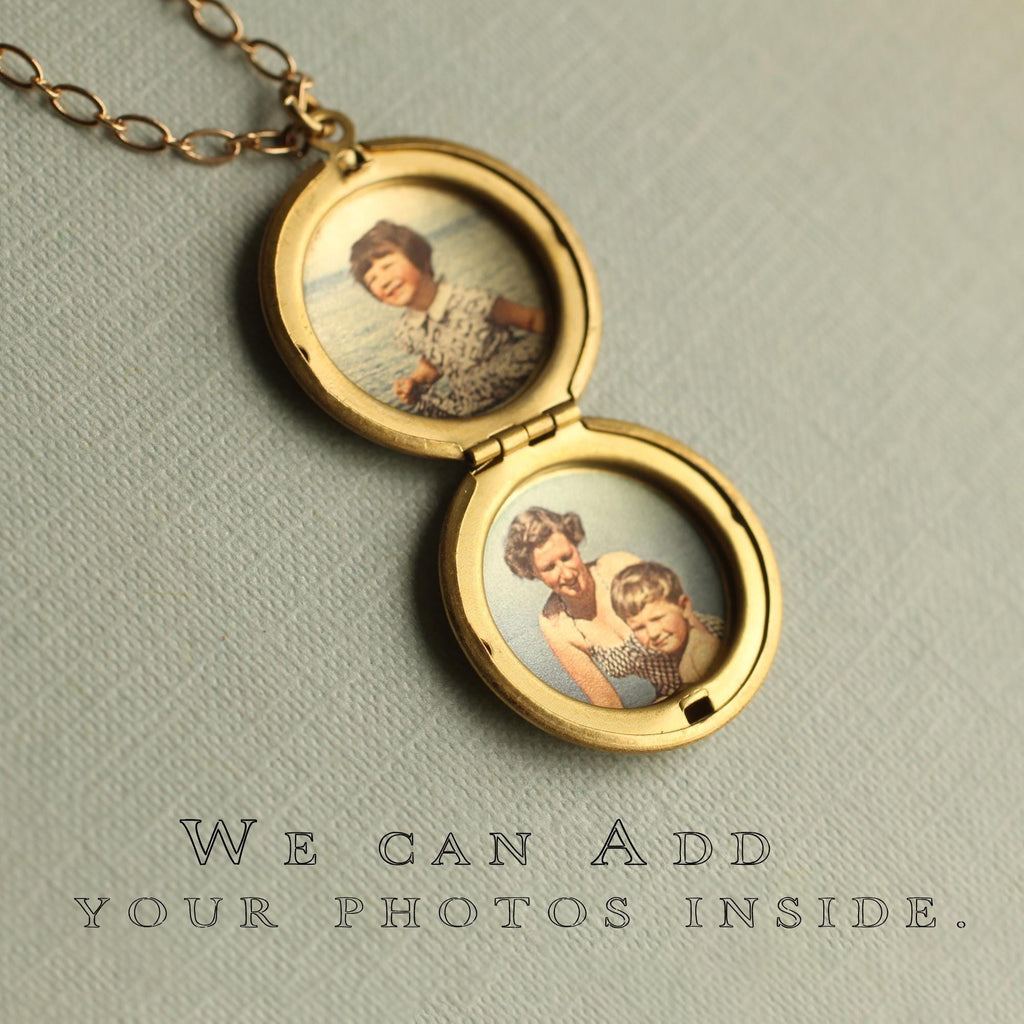 Gold Round Butterfly Locket - personalised photo locket