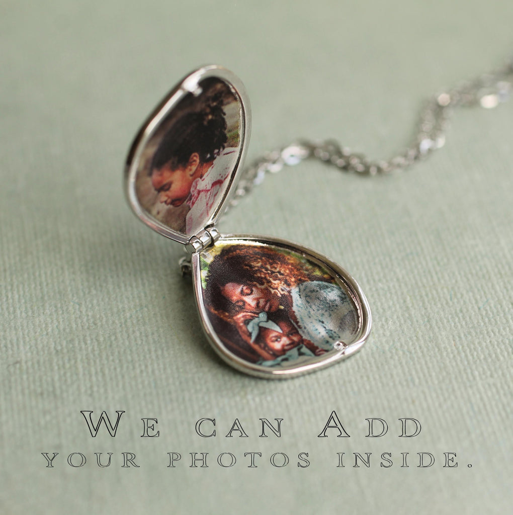 Sterling Silver Pebble Locket - personalised photo locket