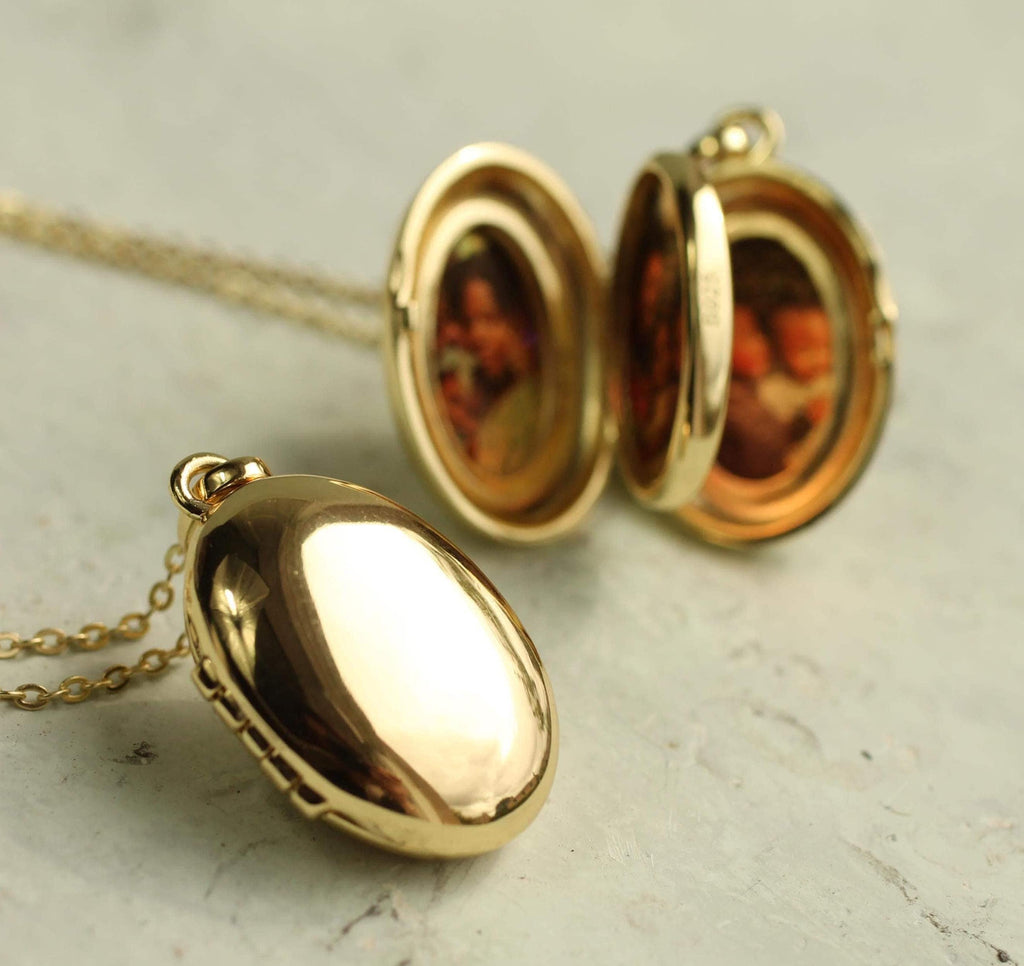 Gold Vermeil Oval Album Locket - personalised photo locket