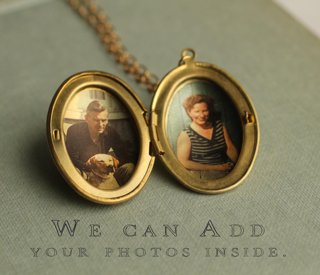 Gold Oval Butterfly Locket - personalised photo locket