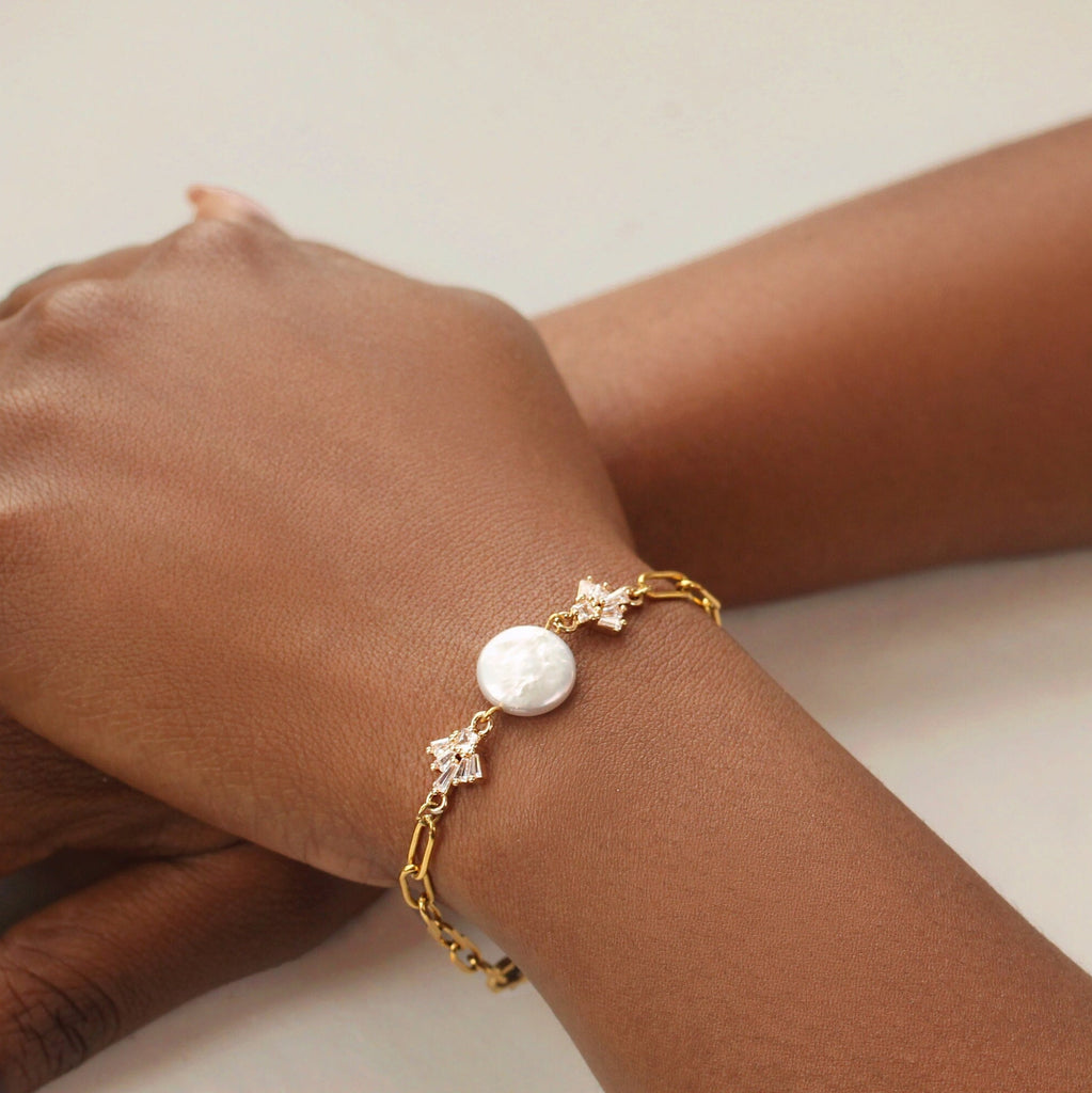 Art Deco Double Crystal Pearl Bracelet - Bracelets