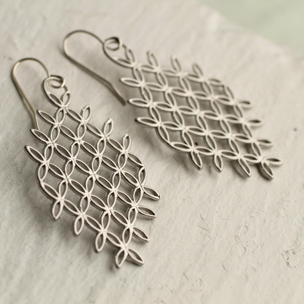 Silver Lace Bohemian Earrings - Earrings