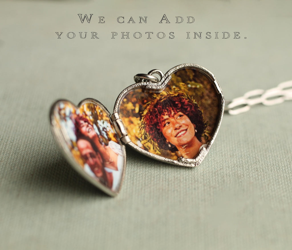 Silver Chunky Heart Locket - personalised photo locket