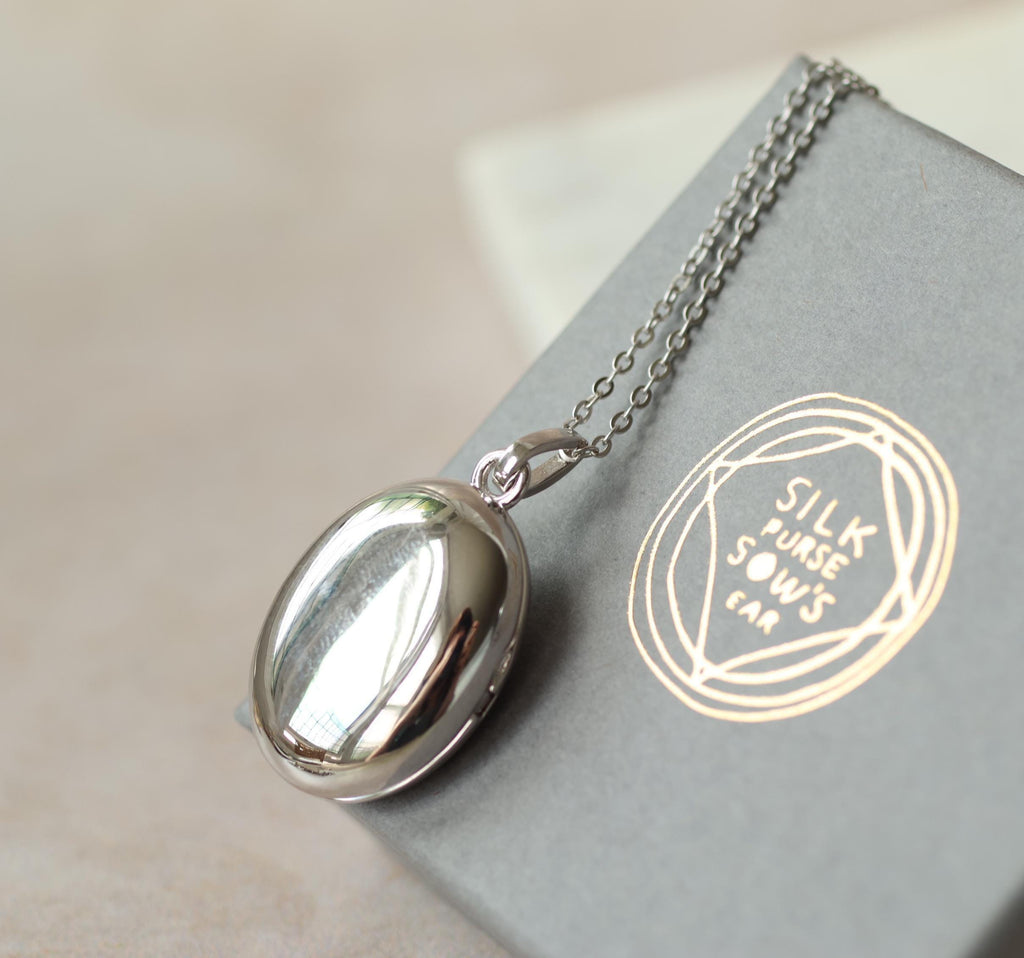 Sterling Silver Oval Album Locket - personalised photo locket