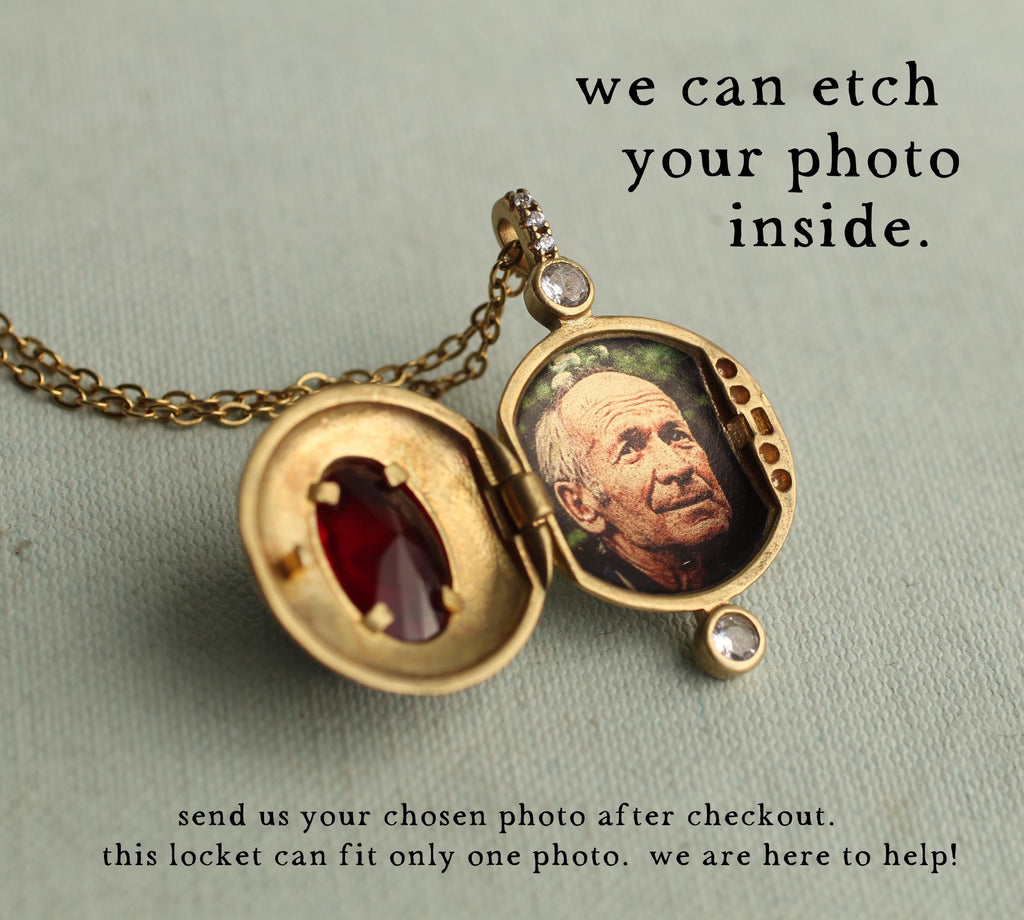 Art Deco Ruby Red Locket Necklace - personalised photo locket