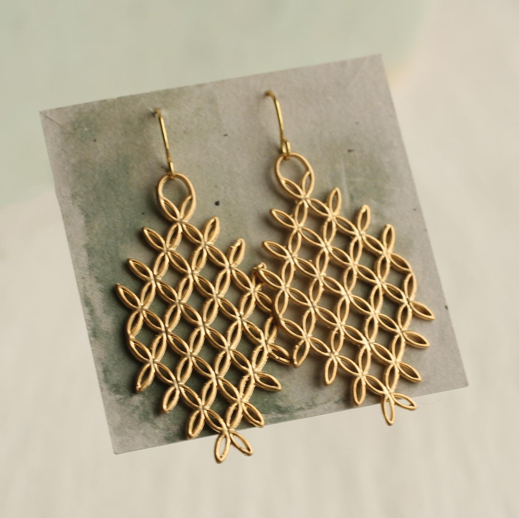 Gold Lace Bohemian Earrings - Earrings
