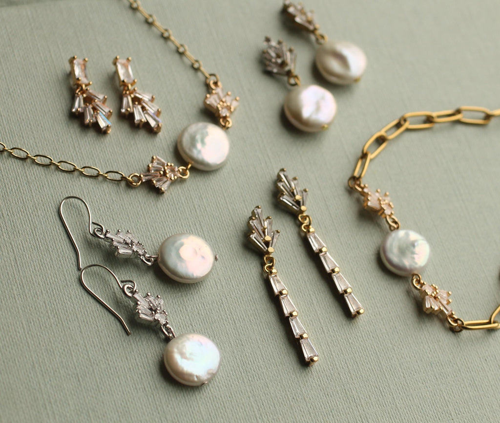 Crystal Petal Bridal Flower Earrings - Earrings