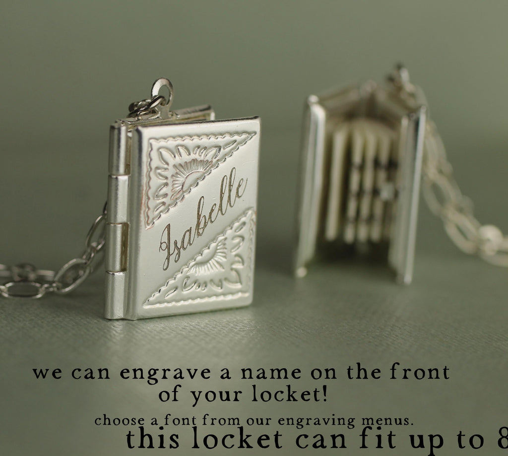 Silver Banner Book Locket Necklace - Necklaces