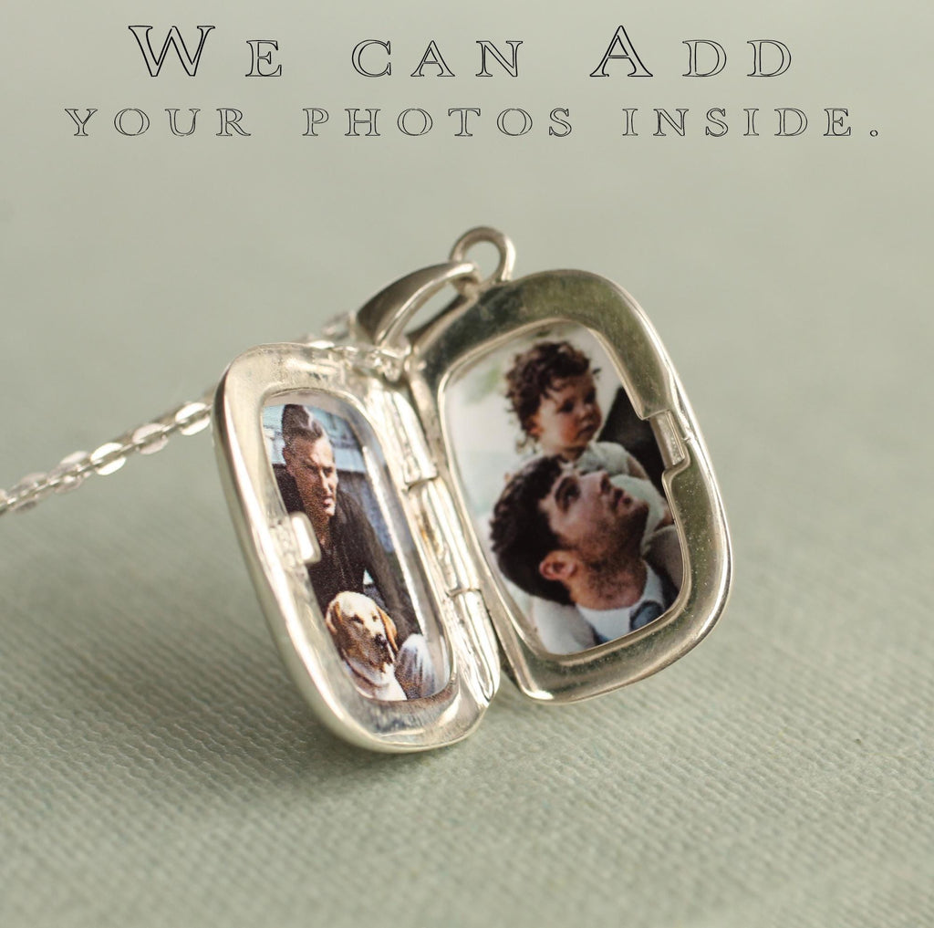 Sterling Silver Rectangle Fleur De Lys Locket - personalised photo locket