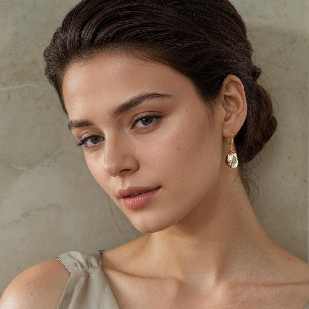 Vintage Champagne Teardrop Earrings - Earrings