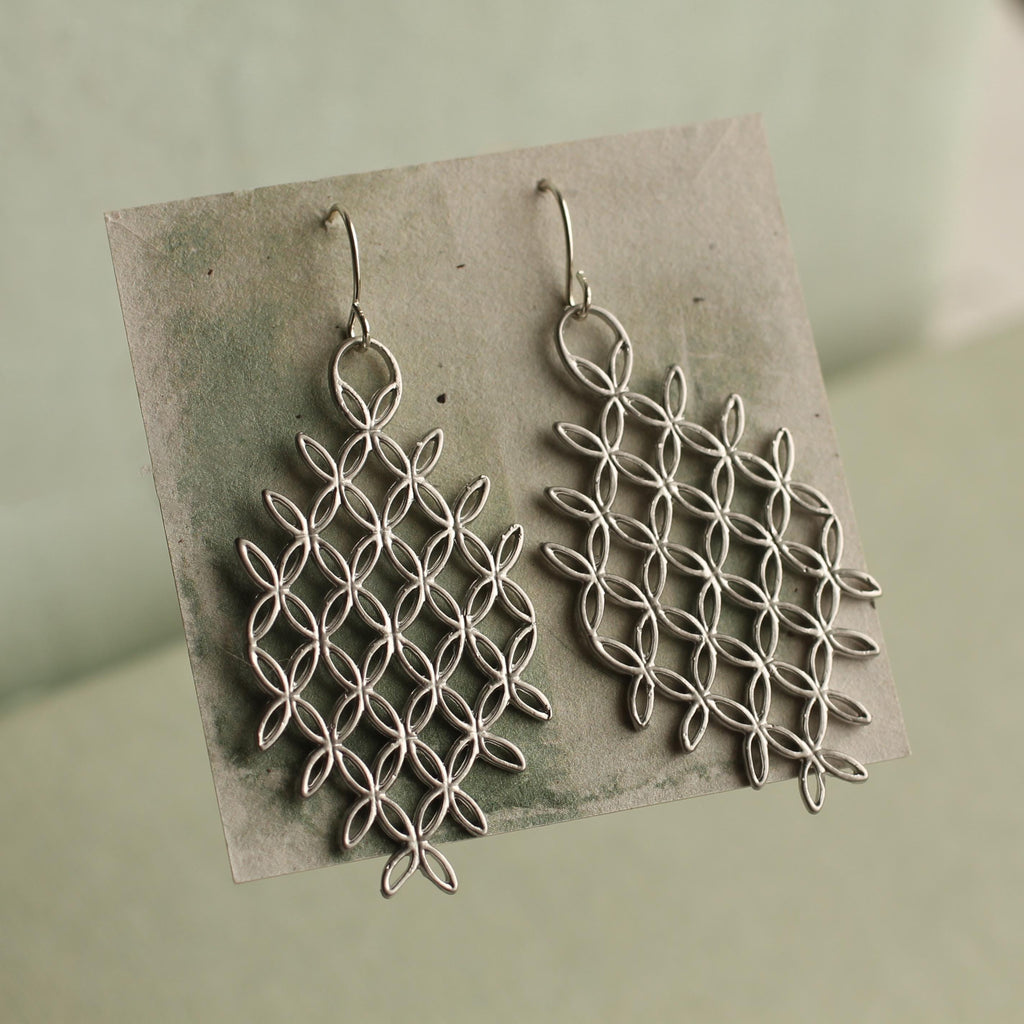 Silver Lace Bohemian Earrings - Earrings