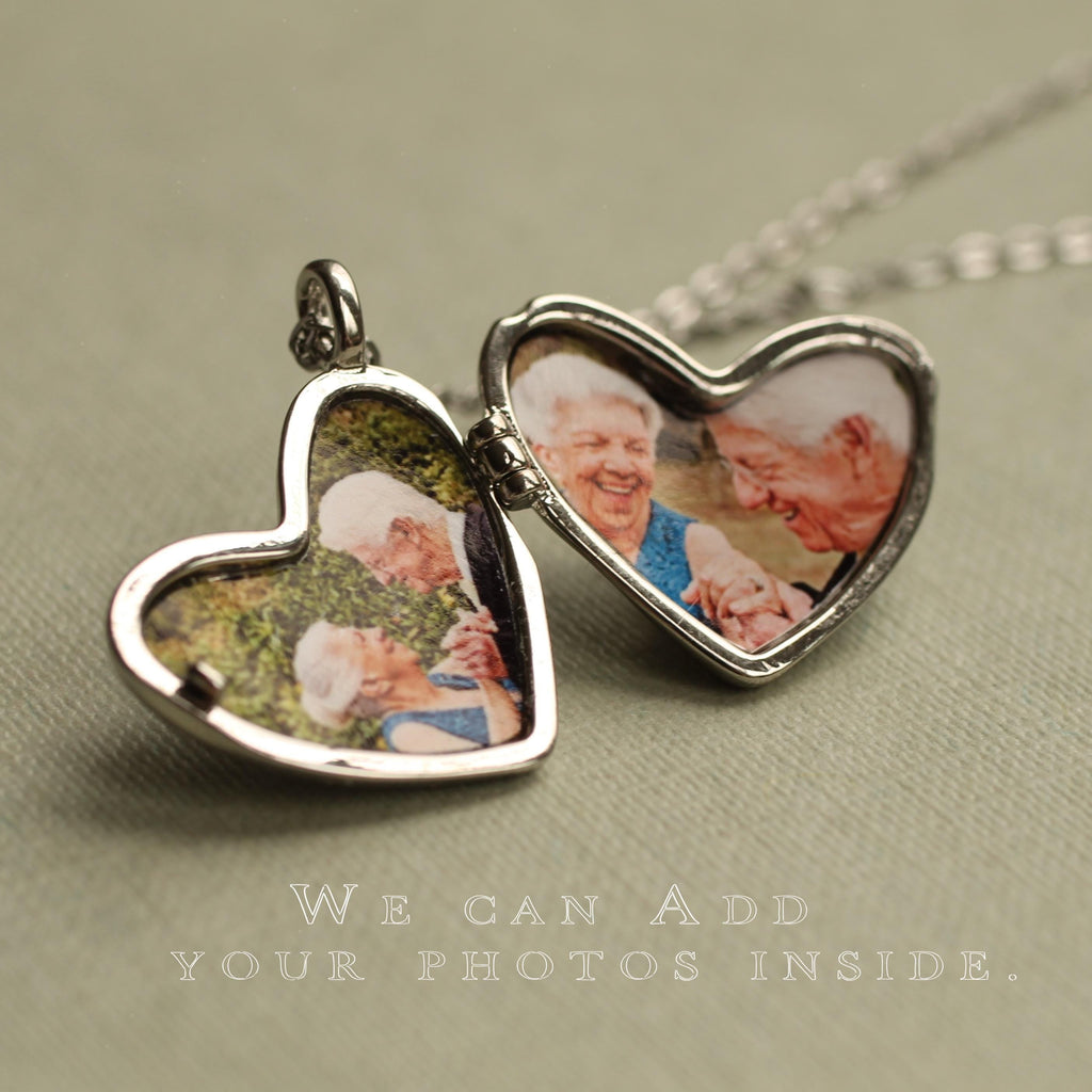 Silver Pebble Heart Locket - personalised photo locket