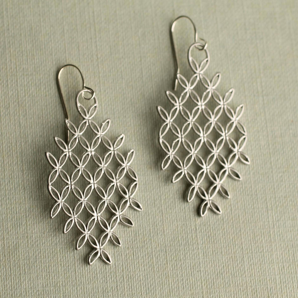 Silver Lace Bohemian Earrings - Earrings