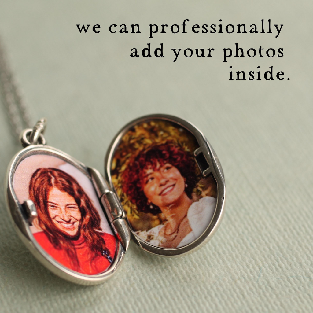 Sterling Silver Chrysanthemum Oval Locket - personalised photo locket