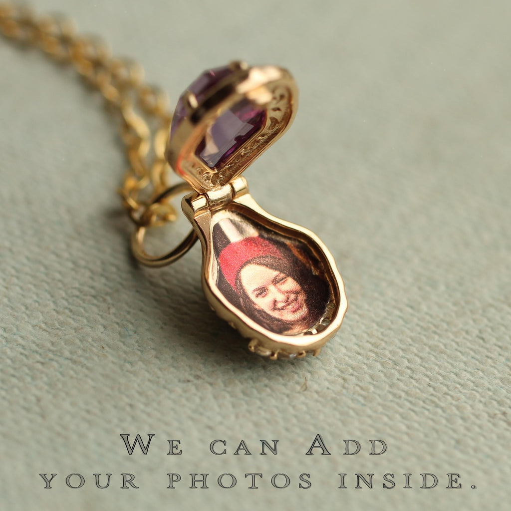 Amethyst Clamshell Personalized Locket - personalised photo locket