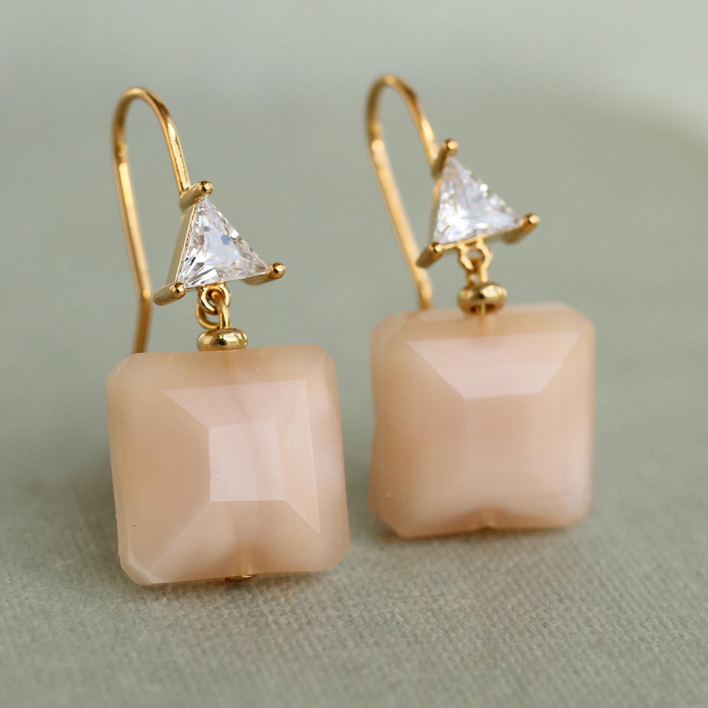 Peach Vintage Glass Earrings - Earrings