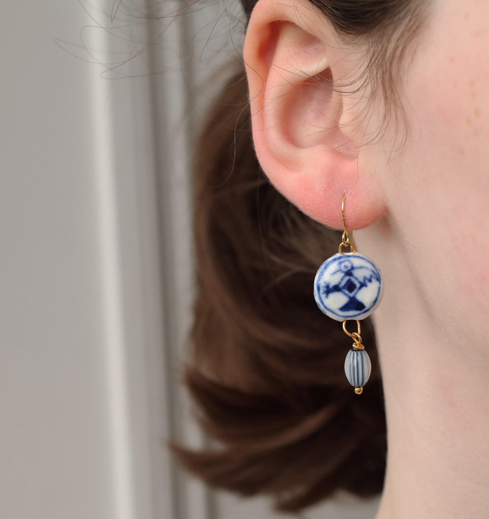Blue Bird Delft Earrings - Earrings