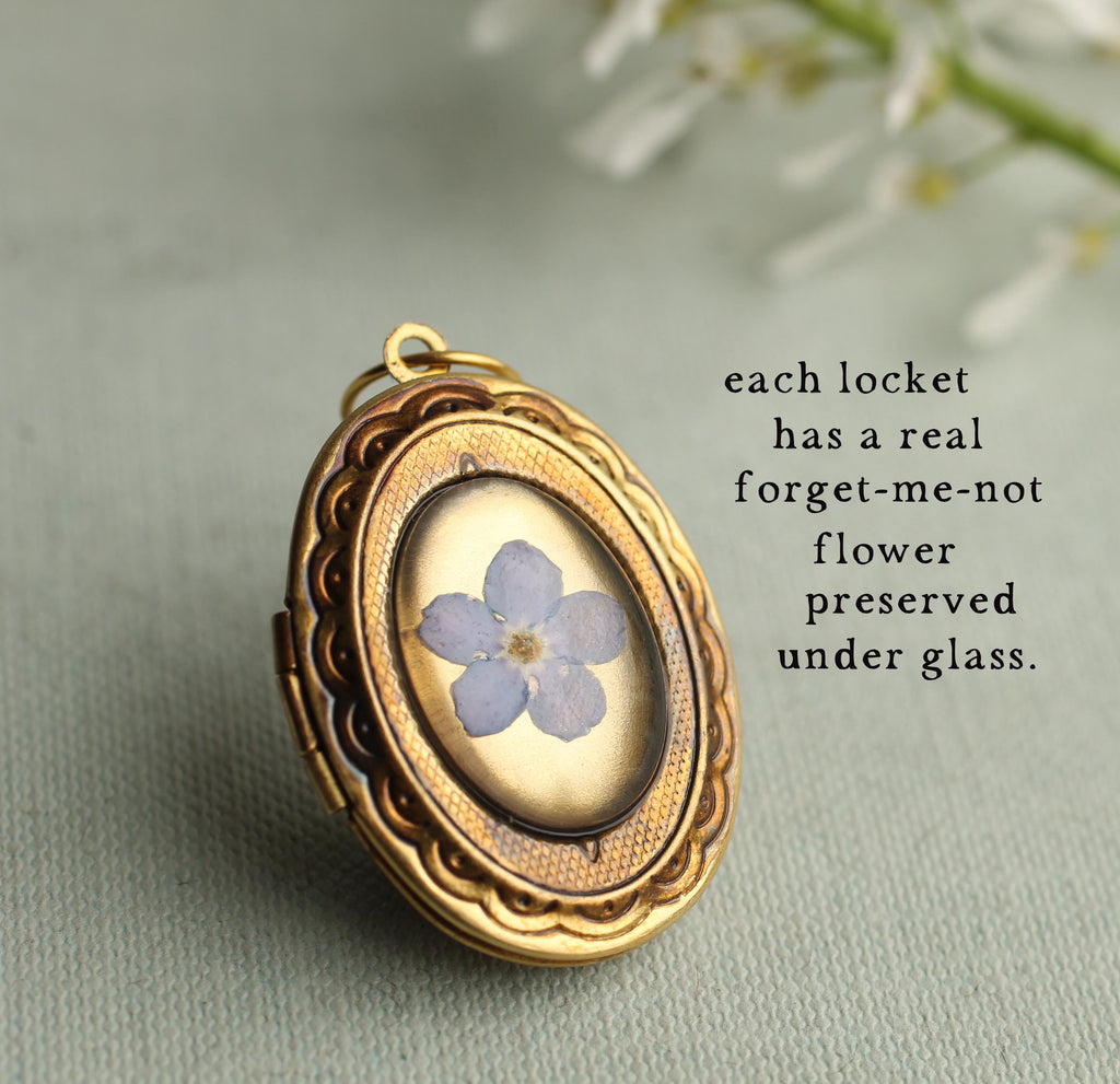 Victorian Forget Me Not Locket - personalised photo locket