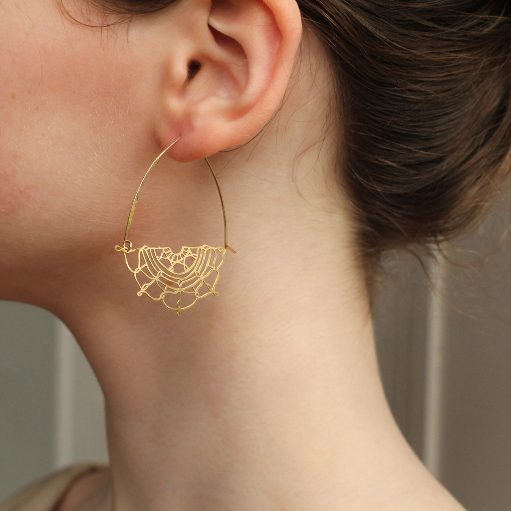 Lace Hoop Earrings - Earrings