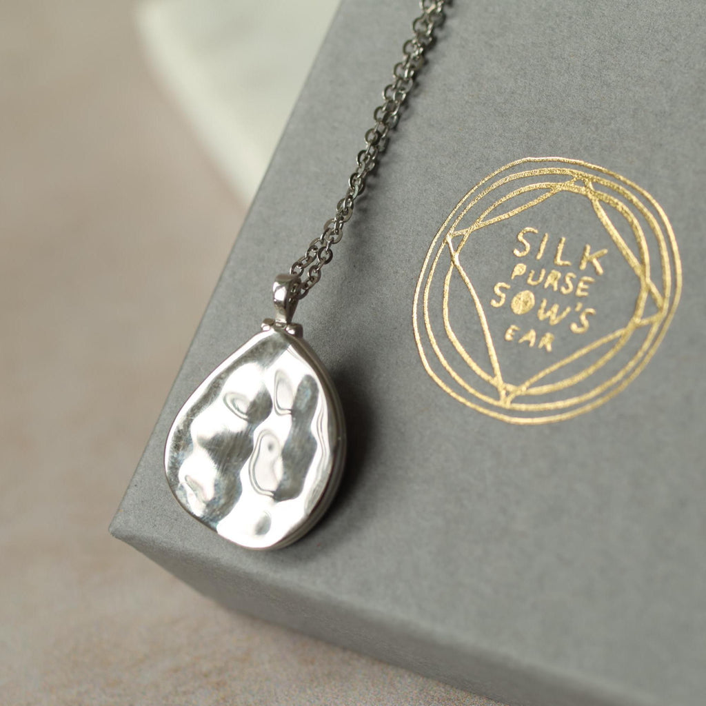 Sterling Silver Pebble Locket - personalised photo locket