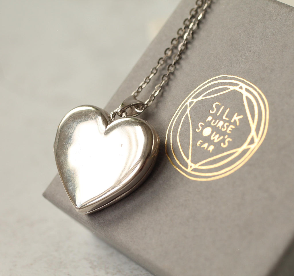 Sterling Silver Poppy Heart Locket - Necklaces