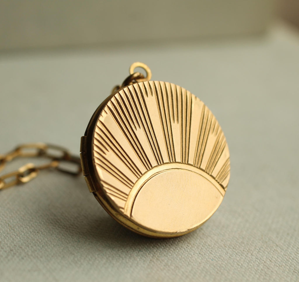 Art Deco Sun Locket - personalised photo locket