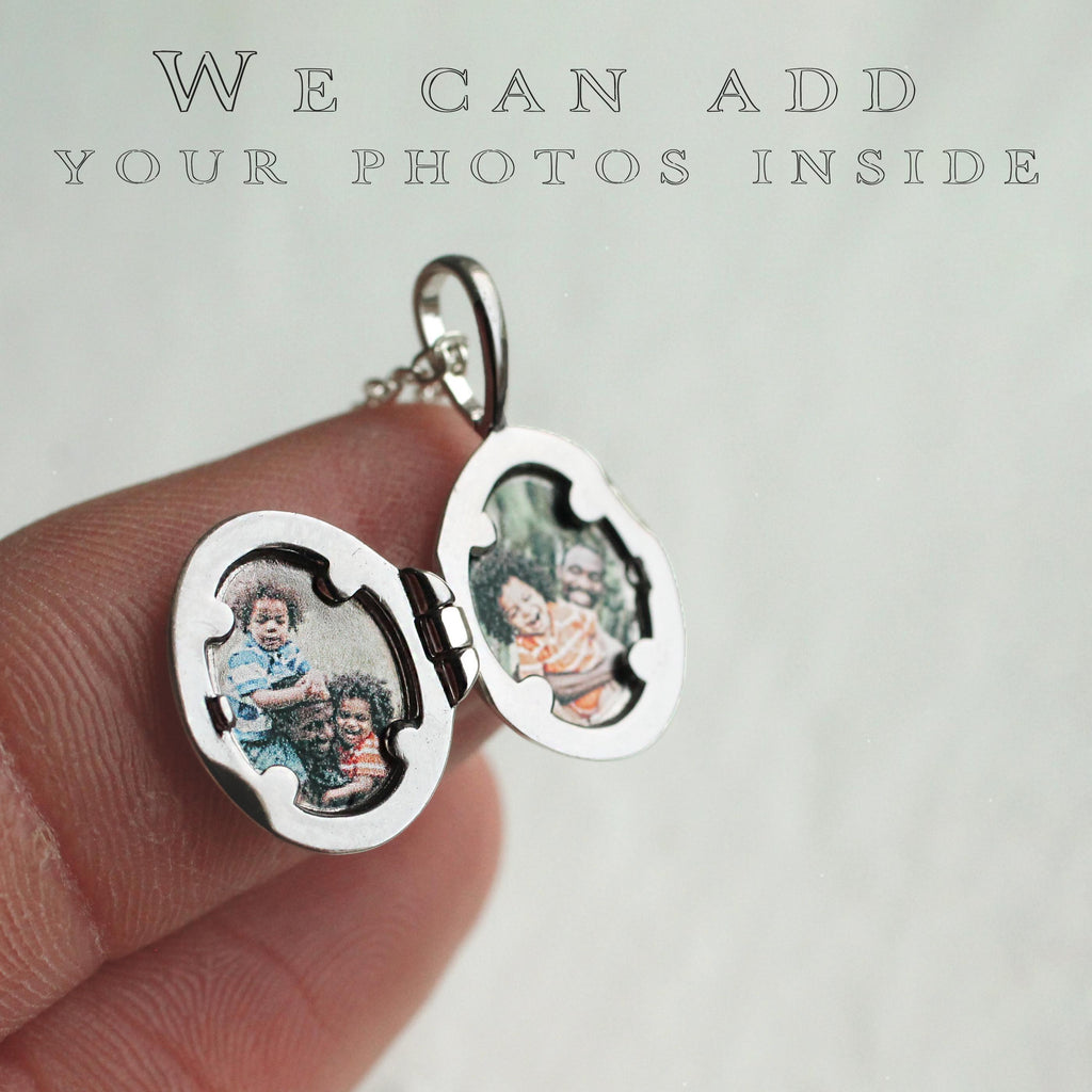 Sterling Silver Oval Daisy Locket - personalised photo locket