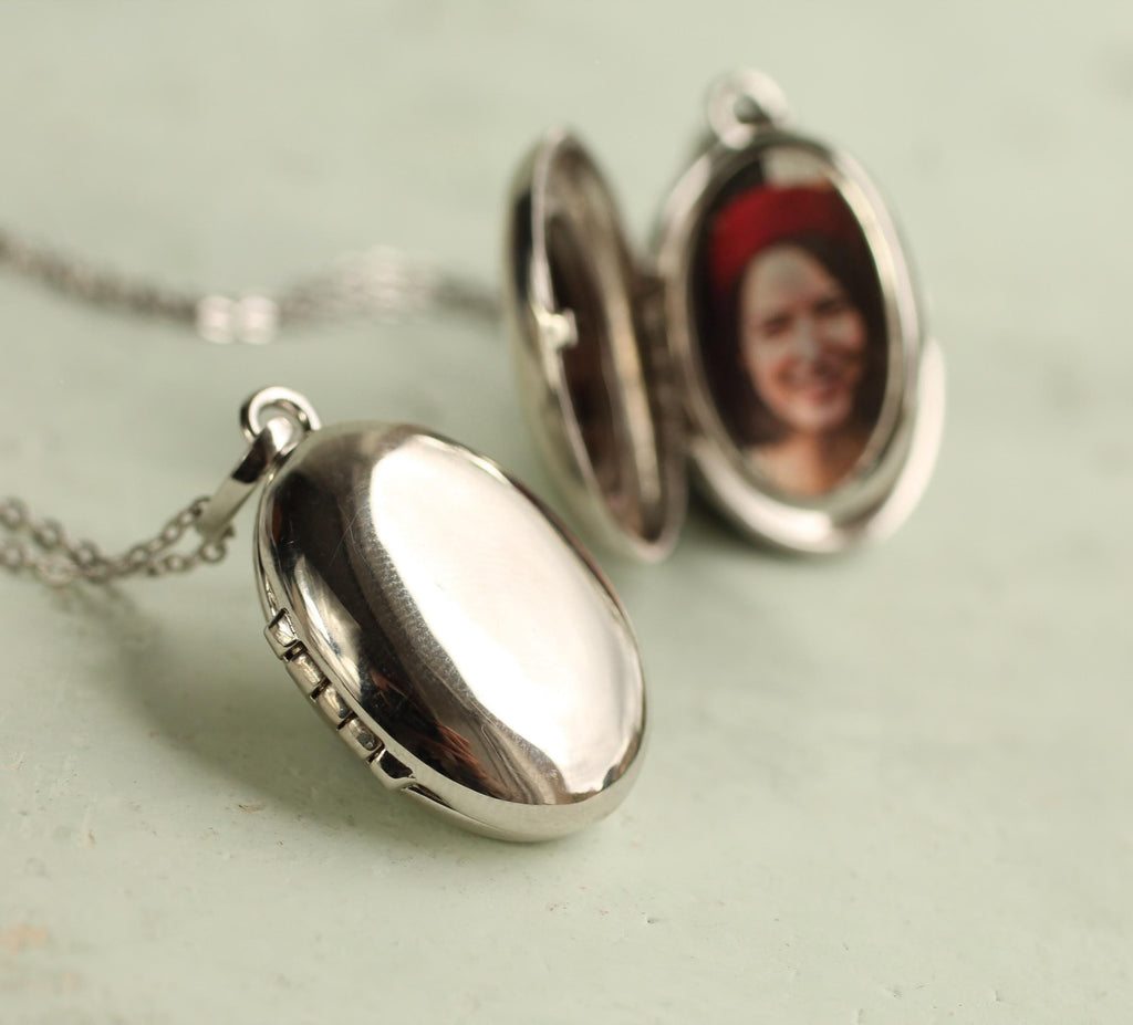 Sterling Silver Oval Album Locket - personalised photo locket