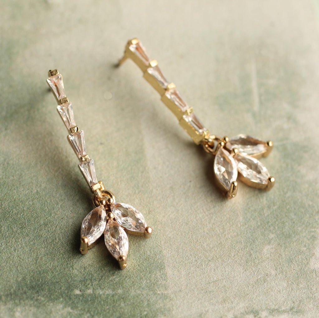 Crystal Petal Bridal Flower Earrings - Earrings
