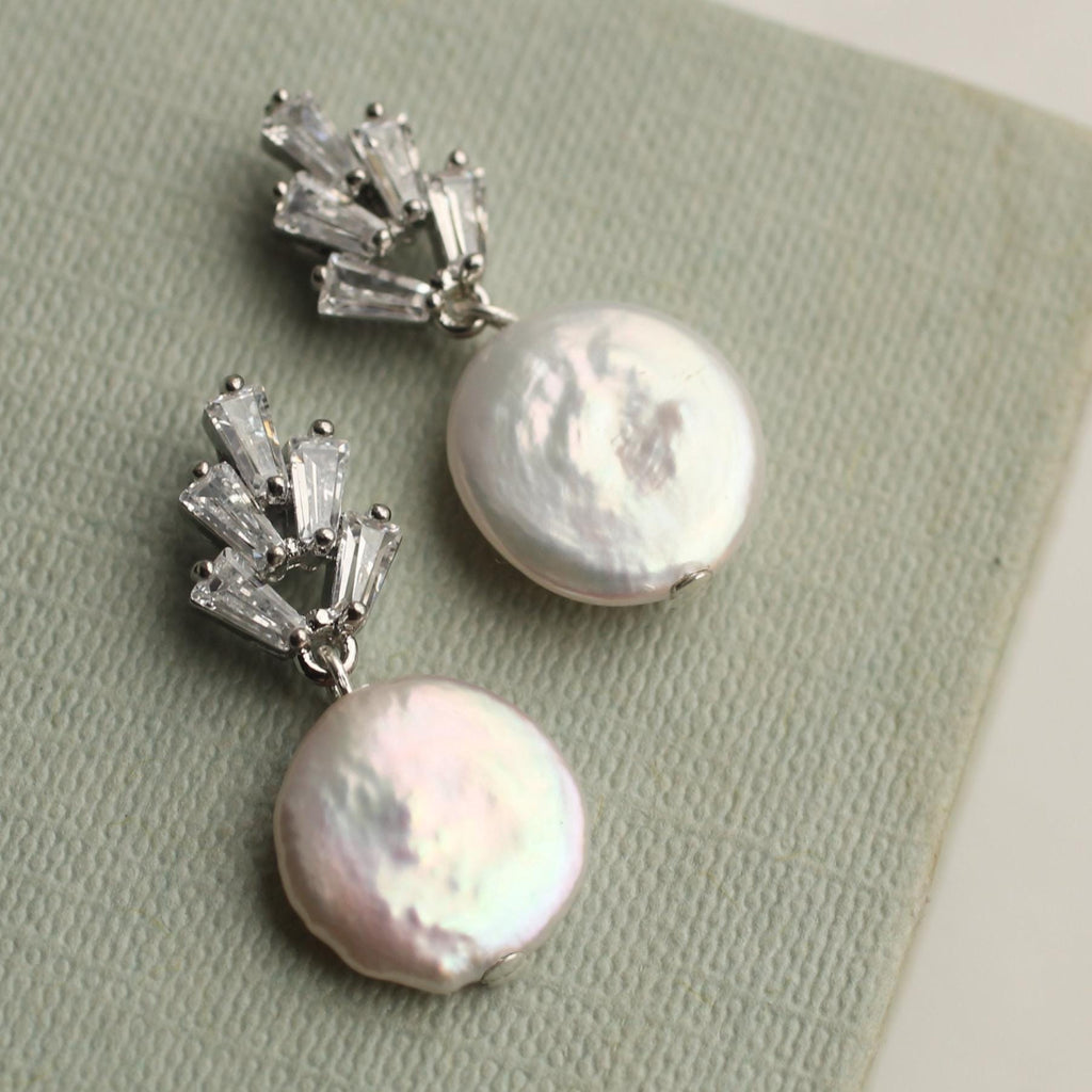 Art Deco Crystal Freshwater Pearl Earrings - Earrings