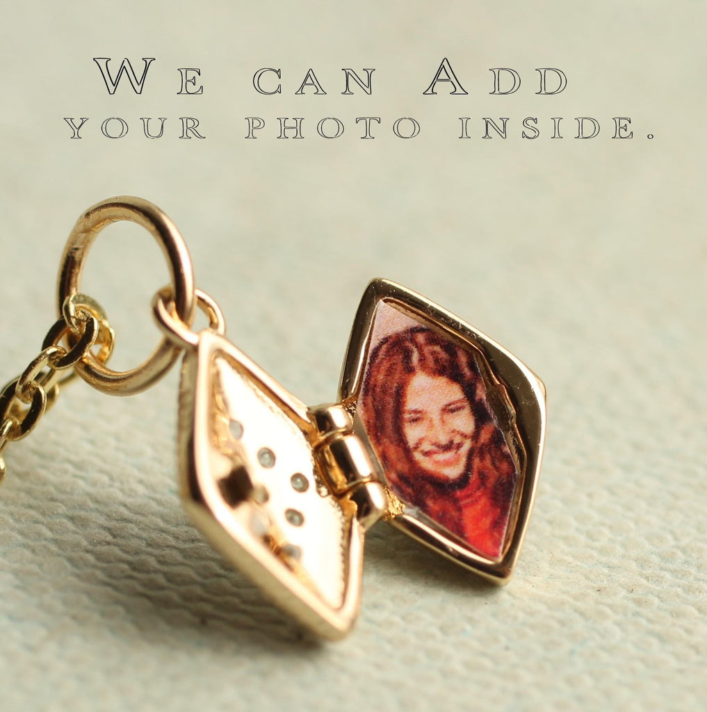 Tiny Diamond Pave Locket - personalised photo locket