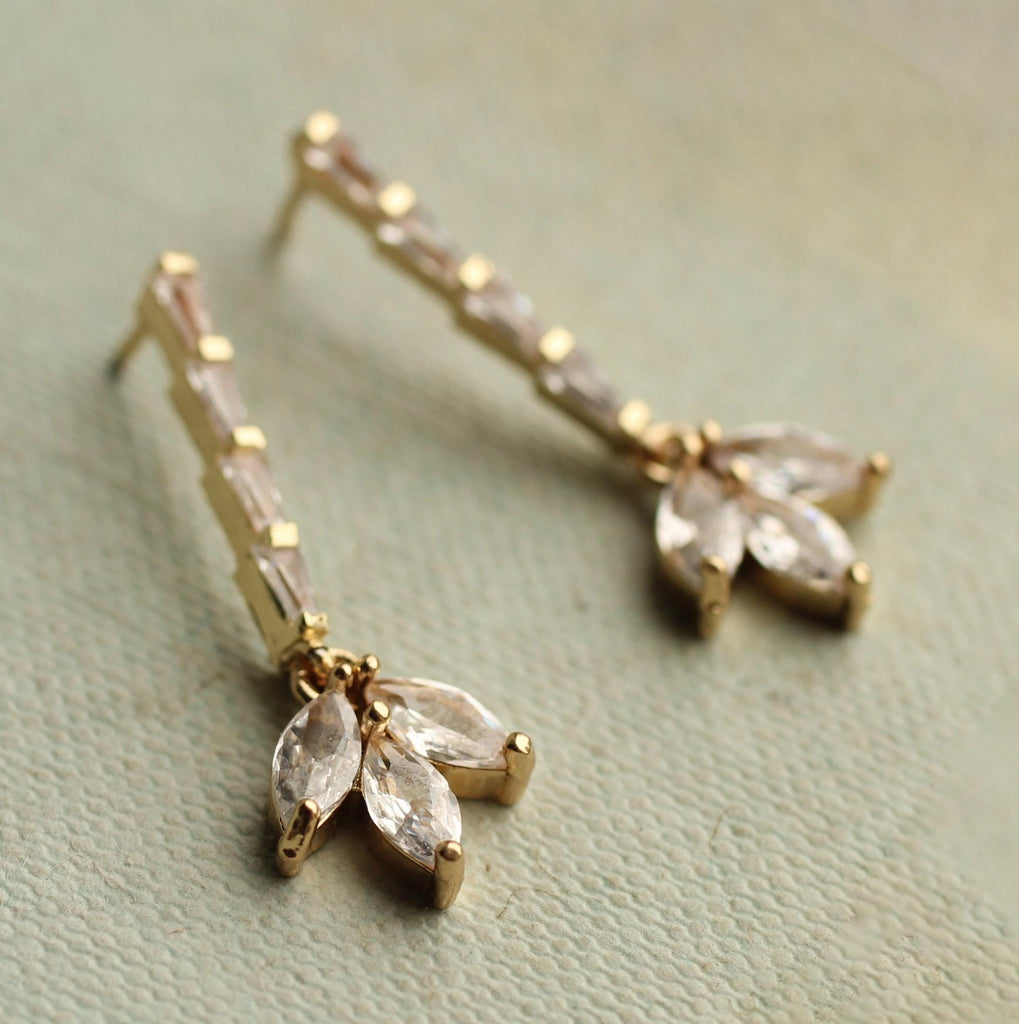 Crystal Petal Bridal Flower Earrings - Earrings