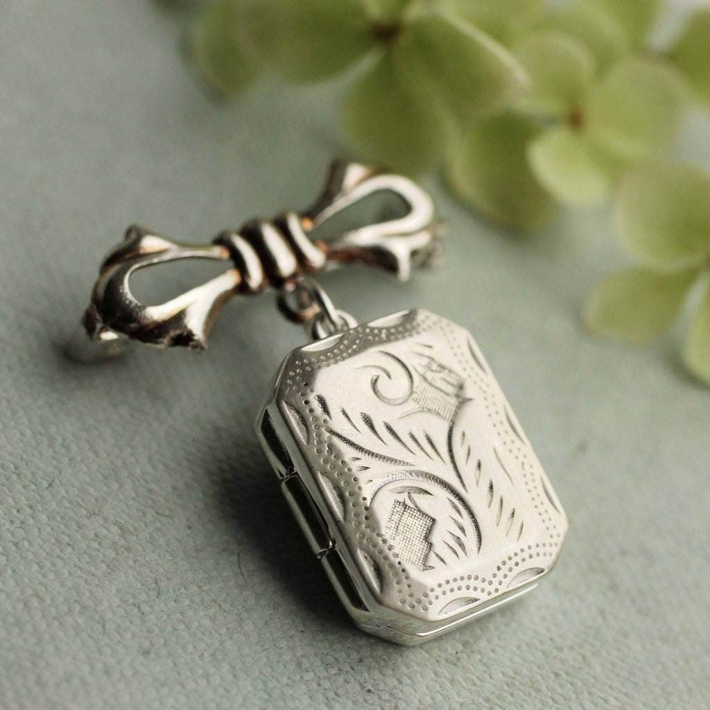 Sterling Silver Bridal Bouquet Locket Charm - Brooches & Pins